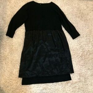 Sundance Black M  Sweater dress, with front silk panel LBD Minimalist Normcore